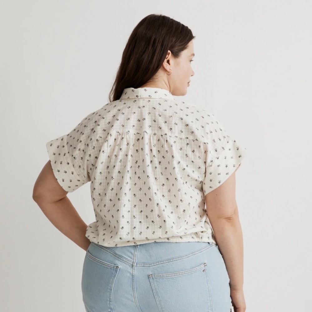 Madewell | Button-Up Drawstring Shirt in Blooming Ikat Size M 100%‎ Cotton - Picture 2 of 12